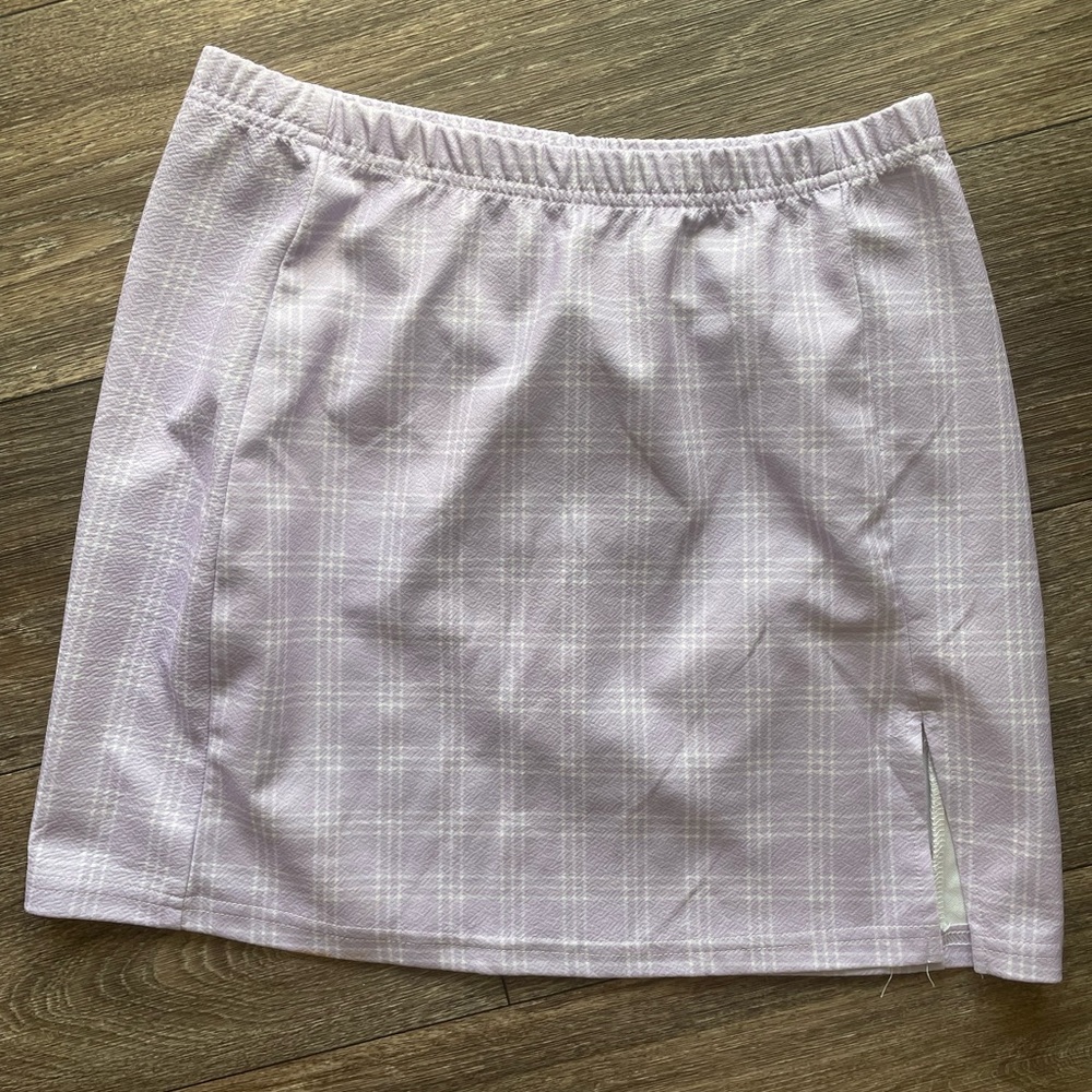 Purple White Plaid Mini Skirt